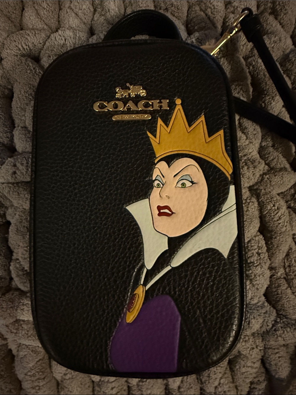Coach Black Leather Crossbody with Evil Queen Artwork